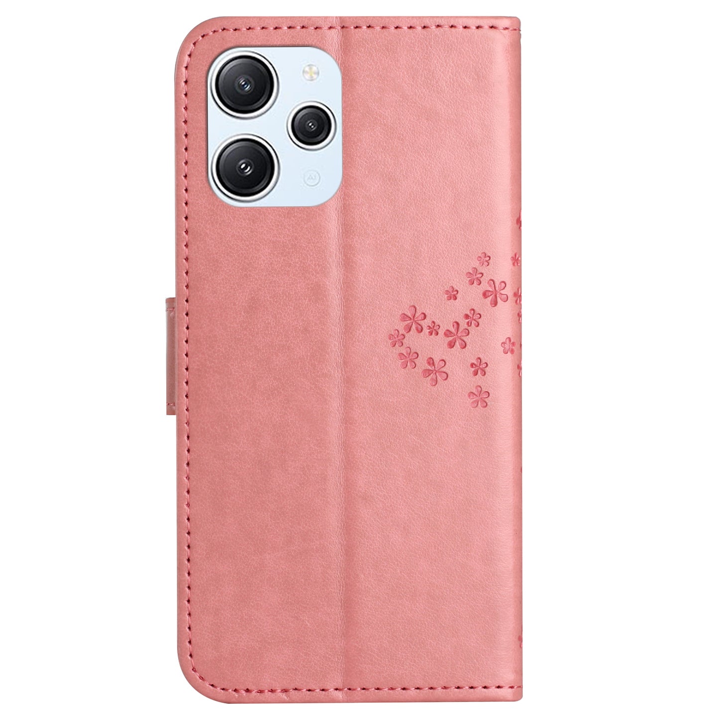 Uniqkart for Xiaomi Redmi 12 4G Owl Tree Imprinted Wallet Case PU Leather Stand Phone Cover - Pink