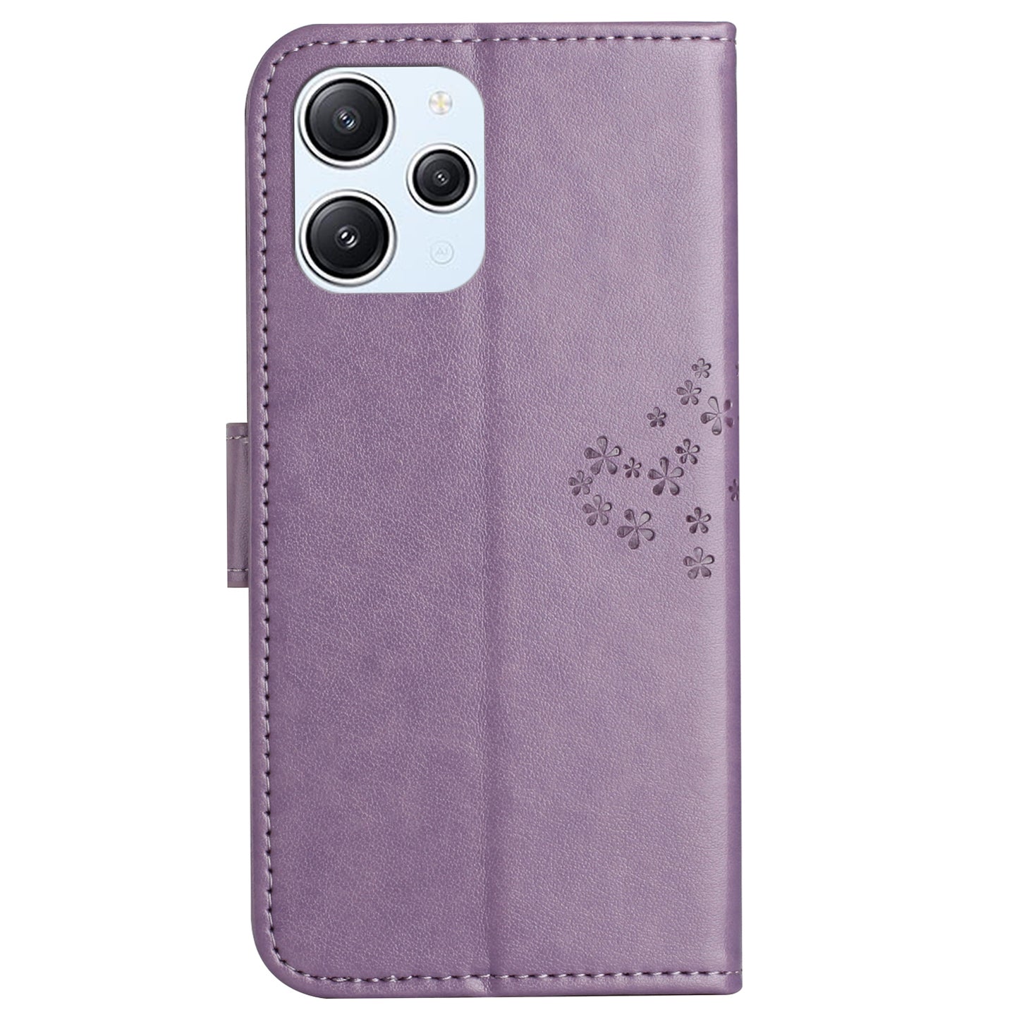 Uniqkart for Xiaomi Redmi 12 4G Owl Tree Imprinted Wallet Case PU Leather Stand Phone Cover - Purple