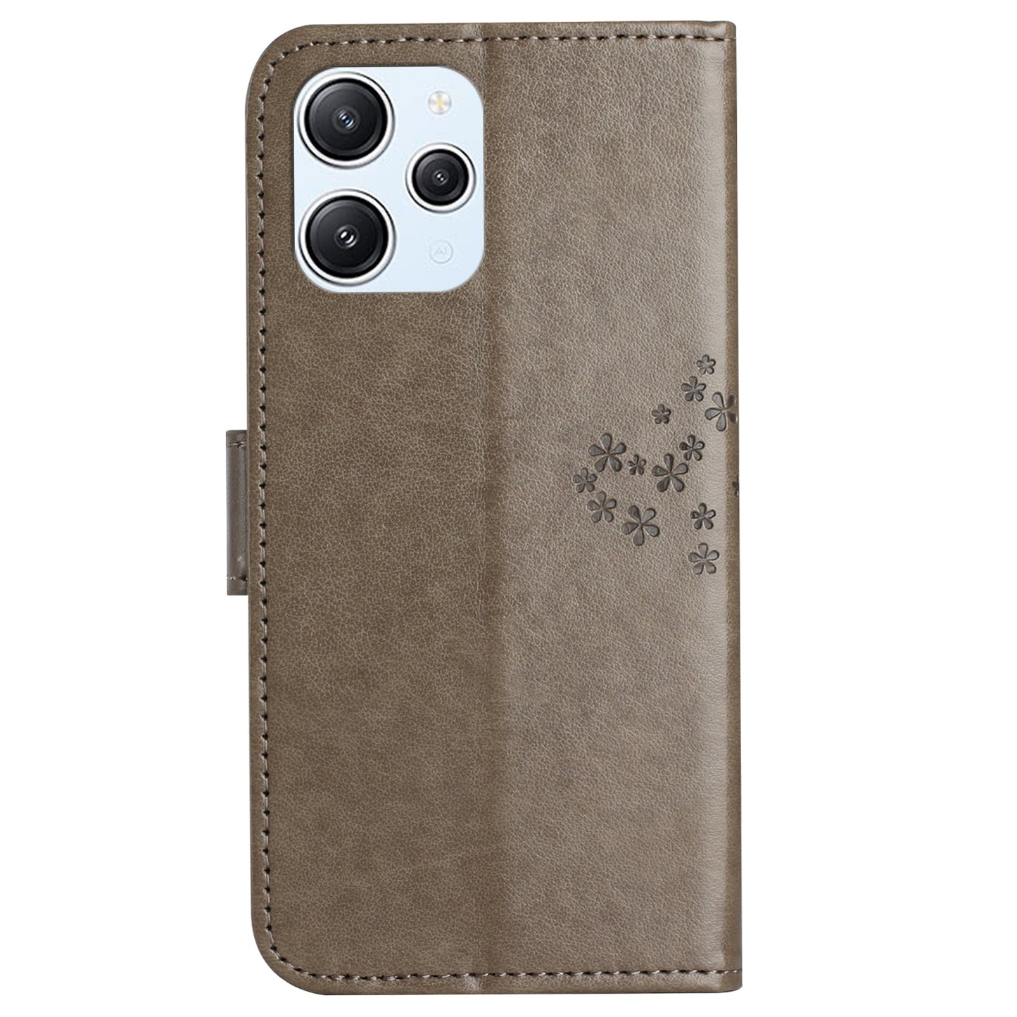 Uniqkart for Xiaomi Redmi 12 4G Owl Tree Imprinted Wallet Case PU Leather Stand Phone Cover - Grey