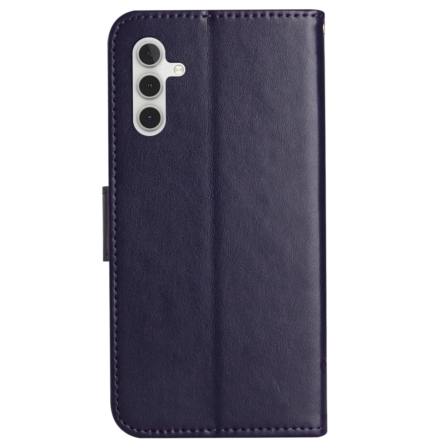 Uniqkart for Samsung Galaxy S23 FE PU Leather Wallet Phone Case Butterfly Flower Imprinted Stand Cover - Dark Purple