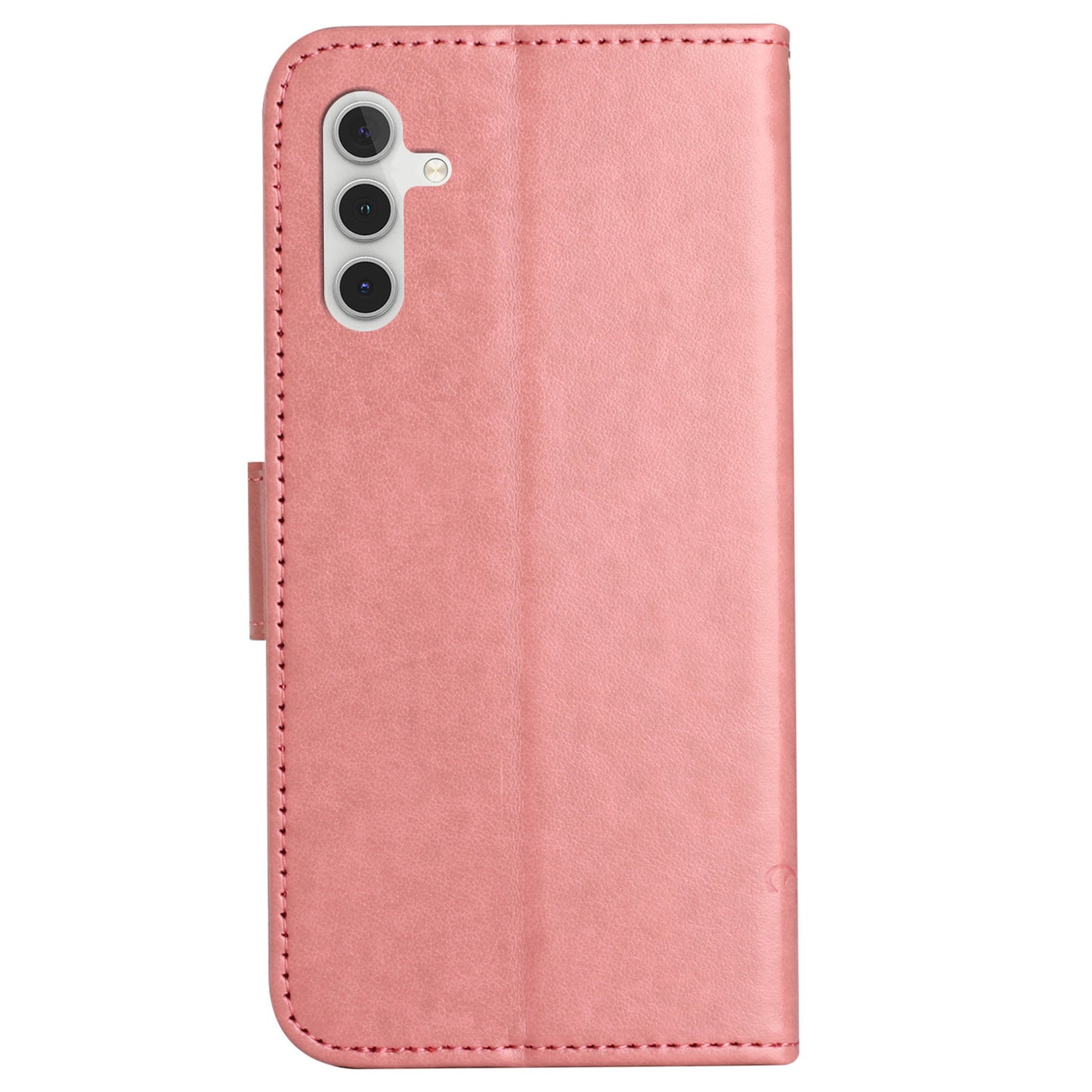 Uniqkart for Samsung Galaxy S23 FE PU Leather Wallet Phone Case Butterfly Flower Imprinted Stand Cover - Pink