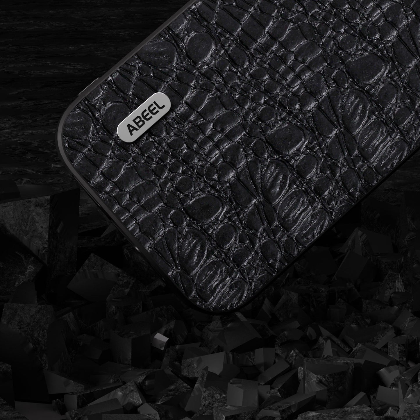 Uniqkart for iPhone 15 Slim-Fit Phone Case Genuine Cow Leather Coated PC+TPU Canopy Texture Cover - Black