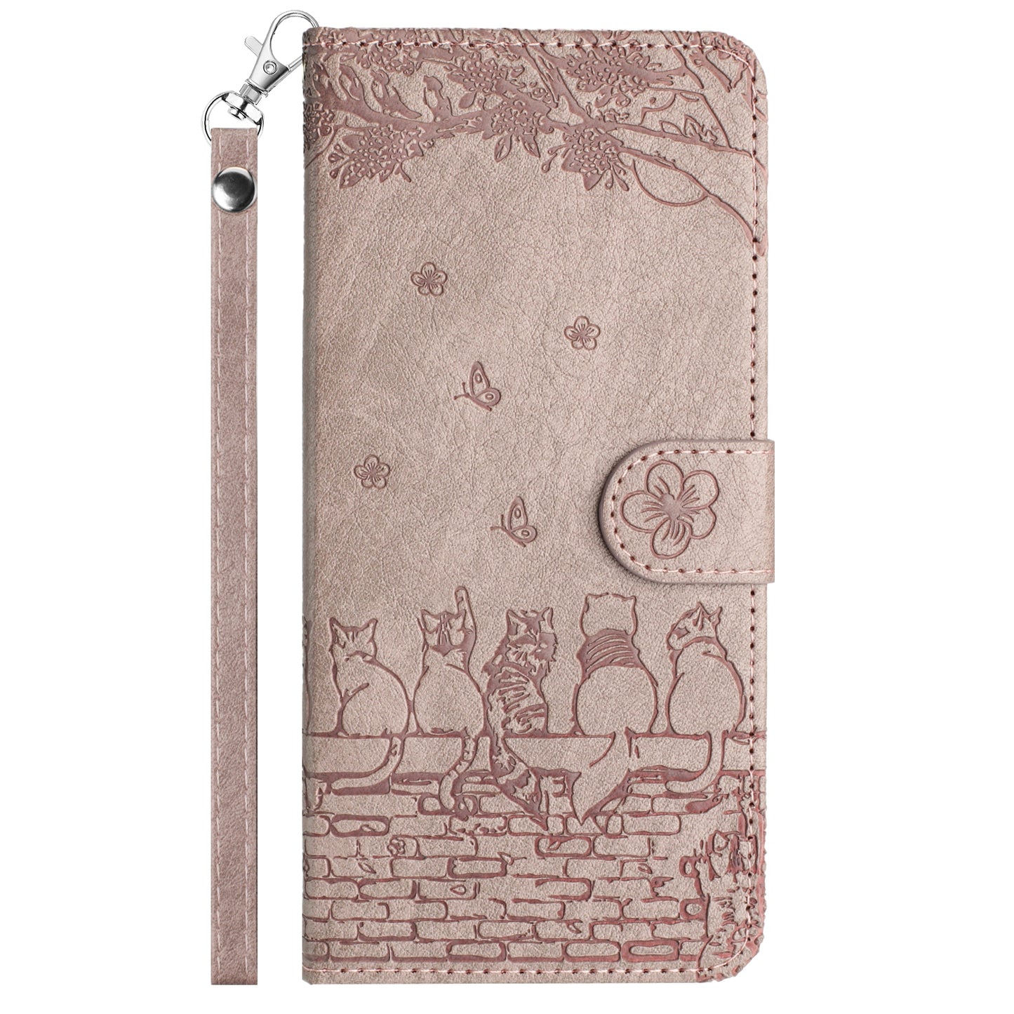 for Samsung Galaxy A23 4G / A23 5G (Global Version) / M23 5G / F23 5G Wallet Phone Cover Imprinted PU Leather Stand Phone Case with Strap - Smoky Purple