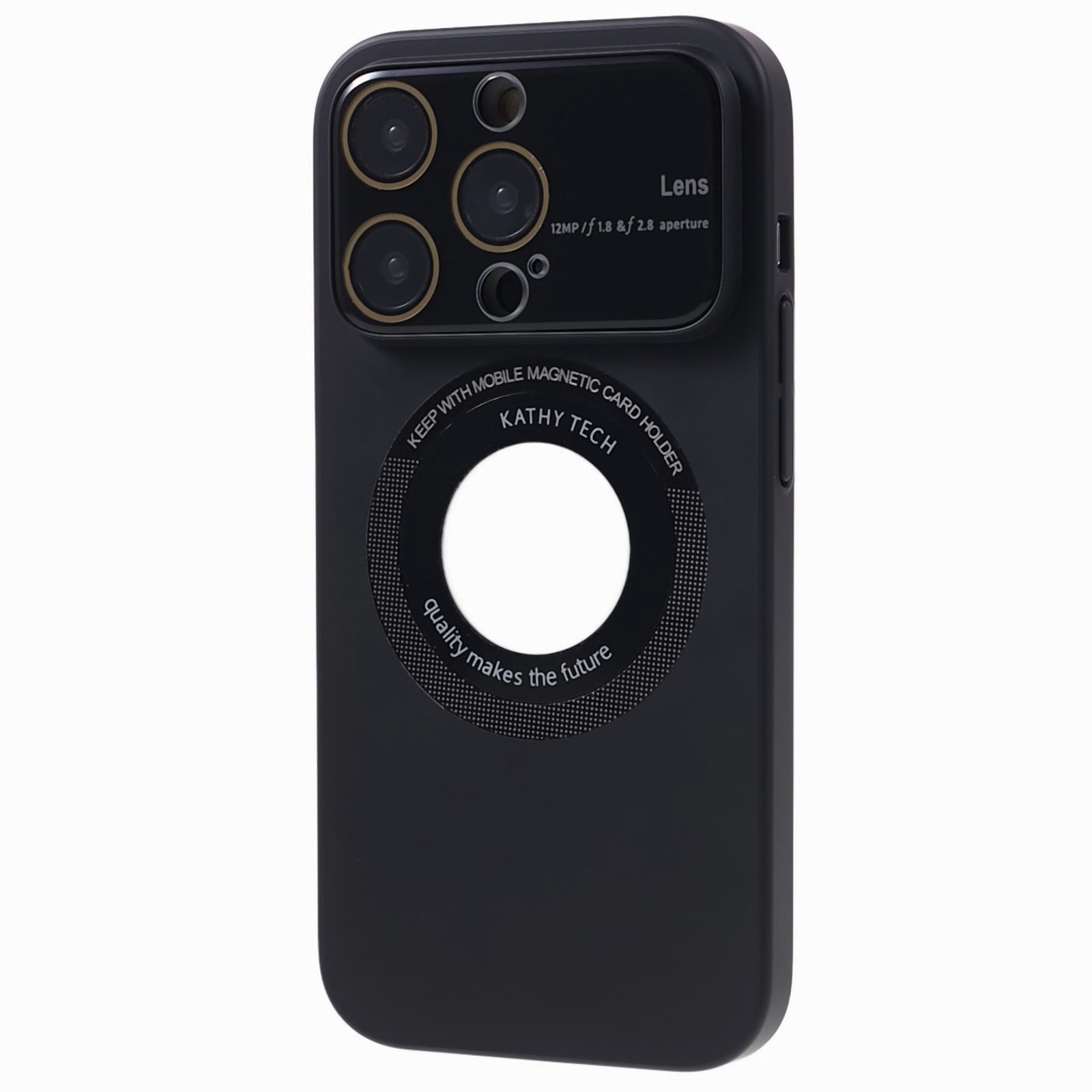 Uniqkart for iPhone 14 Pro Max PC Shockproof PC Phone Cover Built-In Metal Ring Sheet Phone Case Compatible with MagSafe - Black