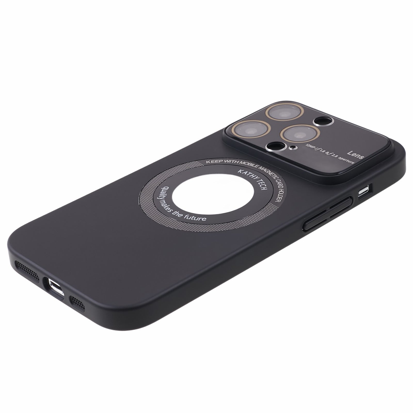 Uniqkart for iPhone 14 Pro Max PC Shockproof PC Phone Cover Built-In Metal Ring Sheet Phone Case Compatible with MagSafe - Black