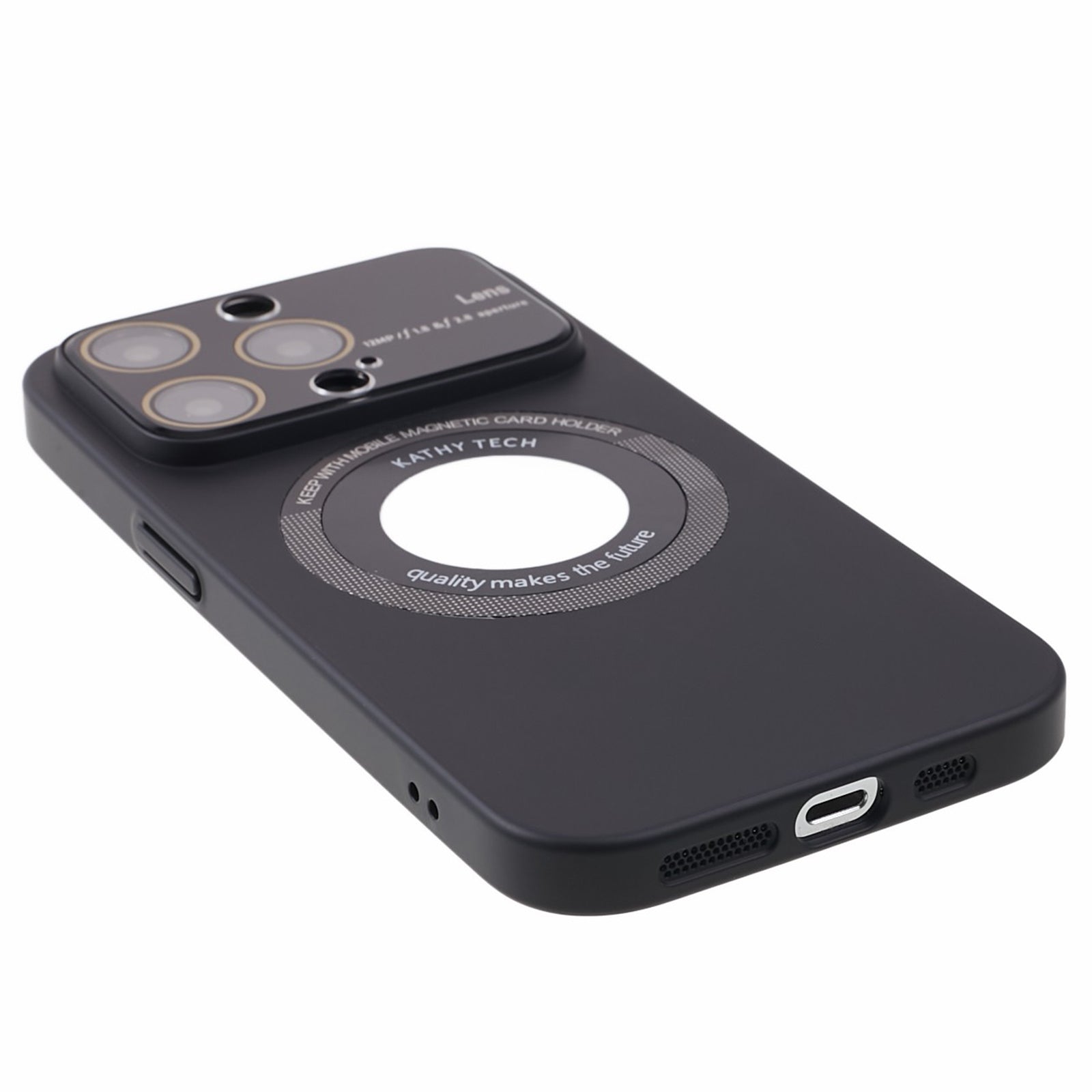 Uniqkart for iPhone 14 Pro Max PC Shockproof PC Phone Cover Built-In Metal Ring Sheet Phone Case Compatible with MagSafe - Black