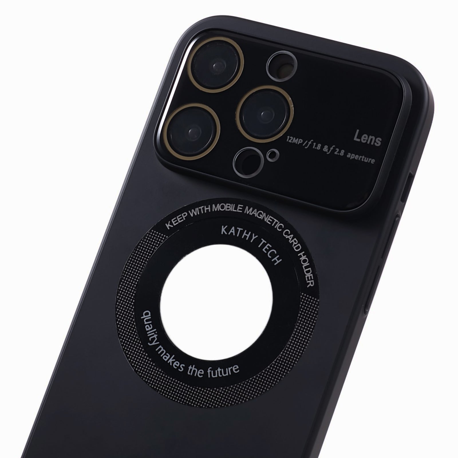 Uniqkart for iPhone 14 Pro Max PC Shockproof PC Phone Cover Built-In Metal Ring Sheet Phone Case Compatible with MagSafe - Black