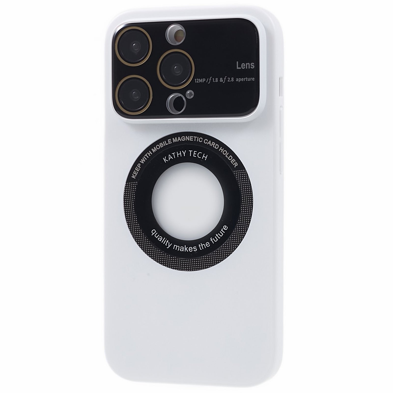 Uniqkart for iPhone 14 Pro Max PC Shockproof PC Phone Cover Built-In Metal Ring Sheet Phone Case Compatible with MagSafe - White