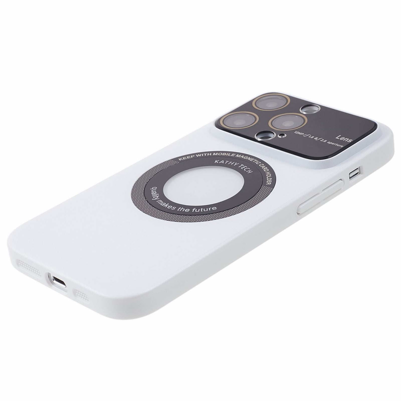 Uniqkart for iPhone 14 Pro Max PC Shockproof PC Phone Cover Built-In Metal Ring Sheet Phone Case Compatible with MagSafe - White