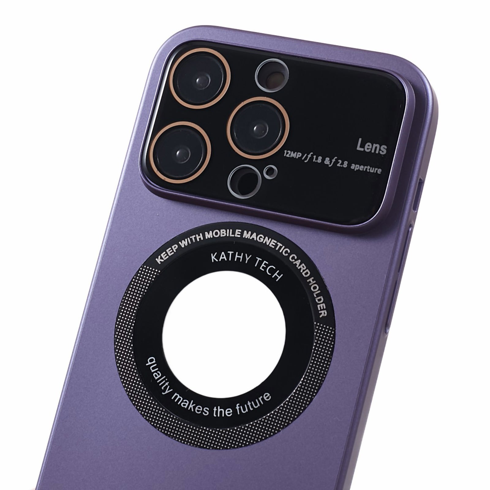 Uniqkart for iPhone 14 Pro Max PC Shockproof PC Phone Cover Built-In Metal Ring Sheet Phone Case Compatible with MagSafe - Purple