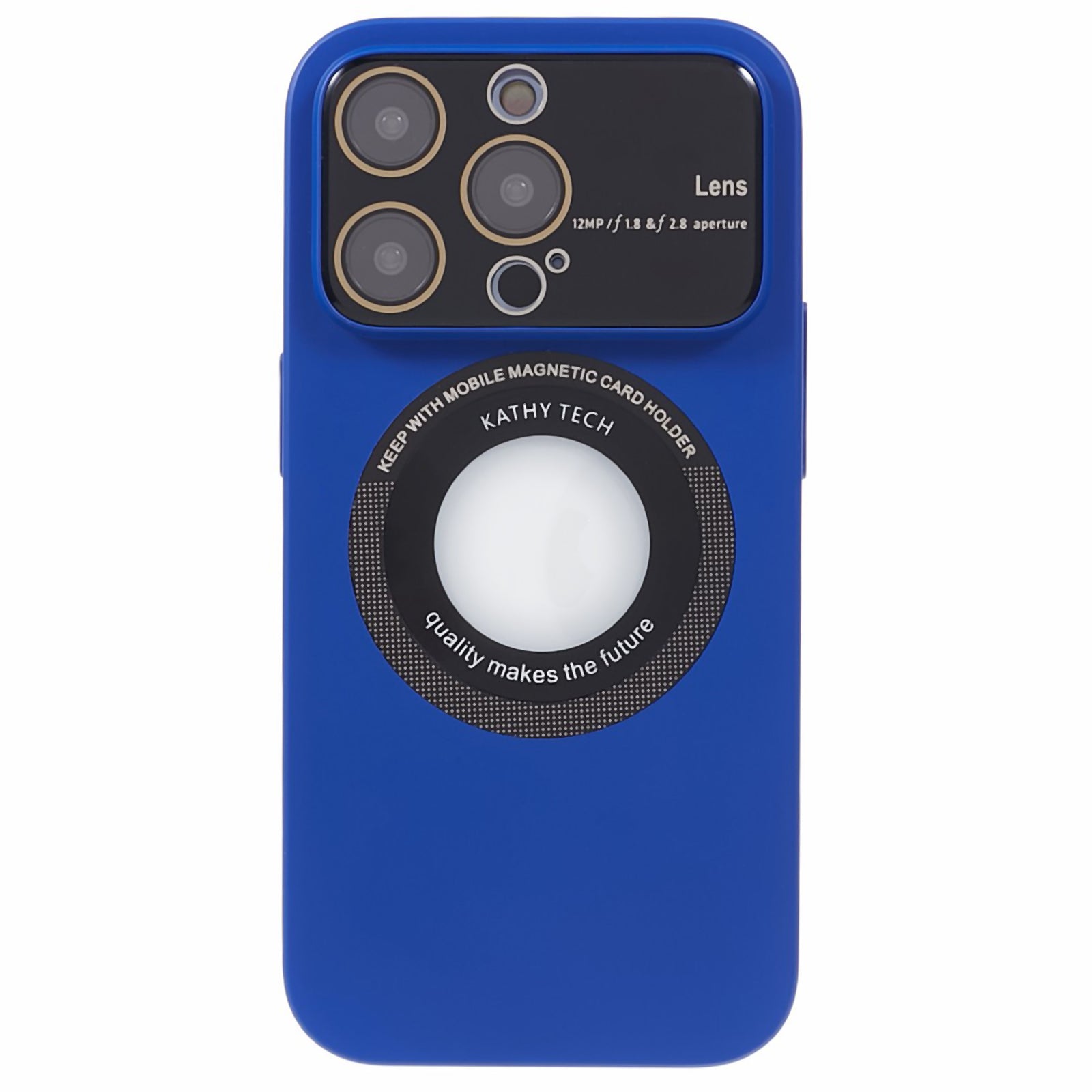 Uniqkart for iPhone 14 Pro Max PC Shockproof PC Phone Cover Built-In Metal Ring Sheet Phone Case Compatible with MagSafe - Blue