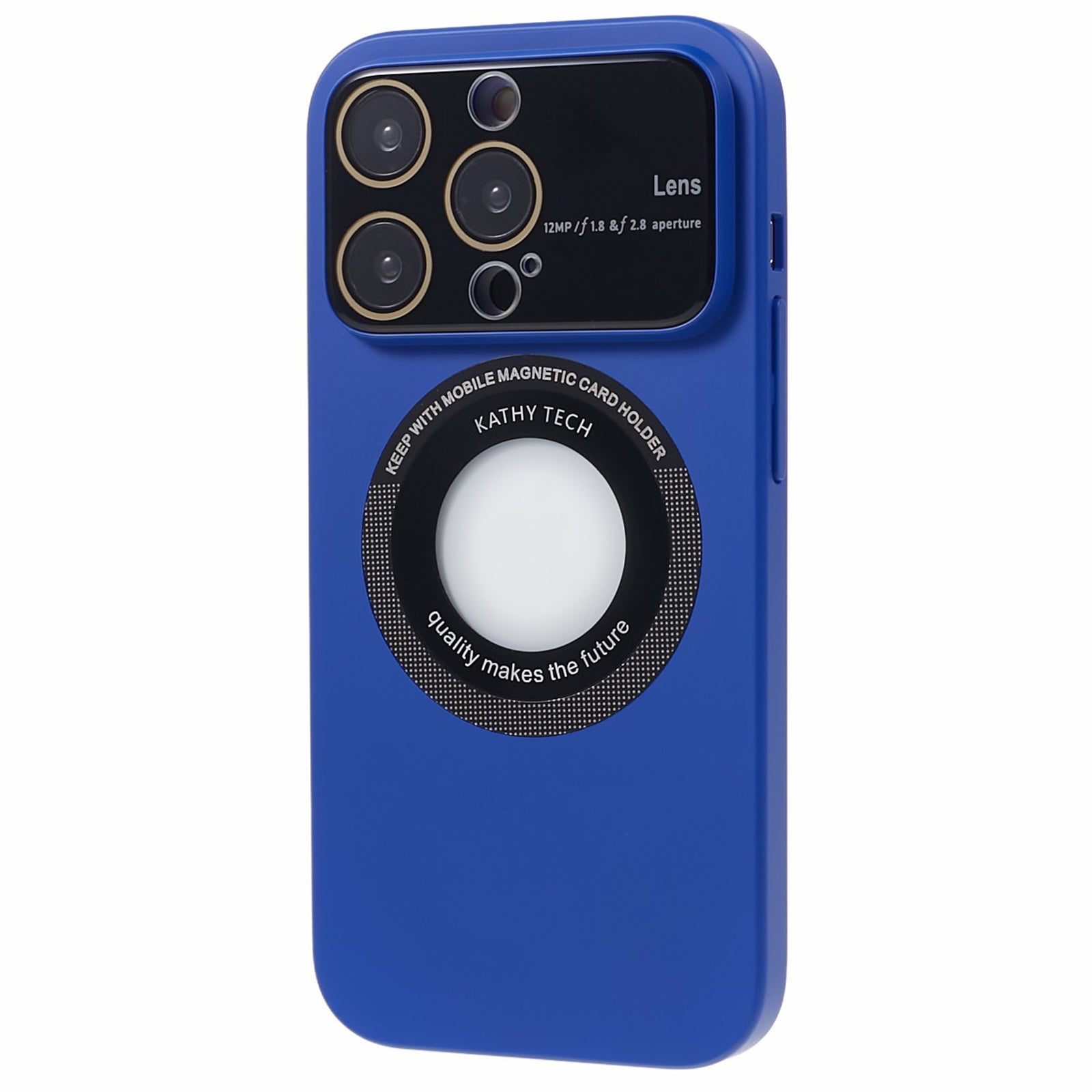 Uniqkart for iPhone 14 Pro Max PC Shockproof PC Phone Cover Built-In Metal Ring Sheet Phone Case Compatible with MagSafe - Blue