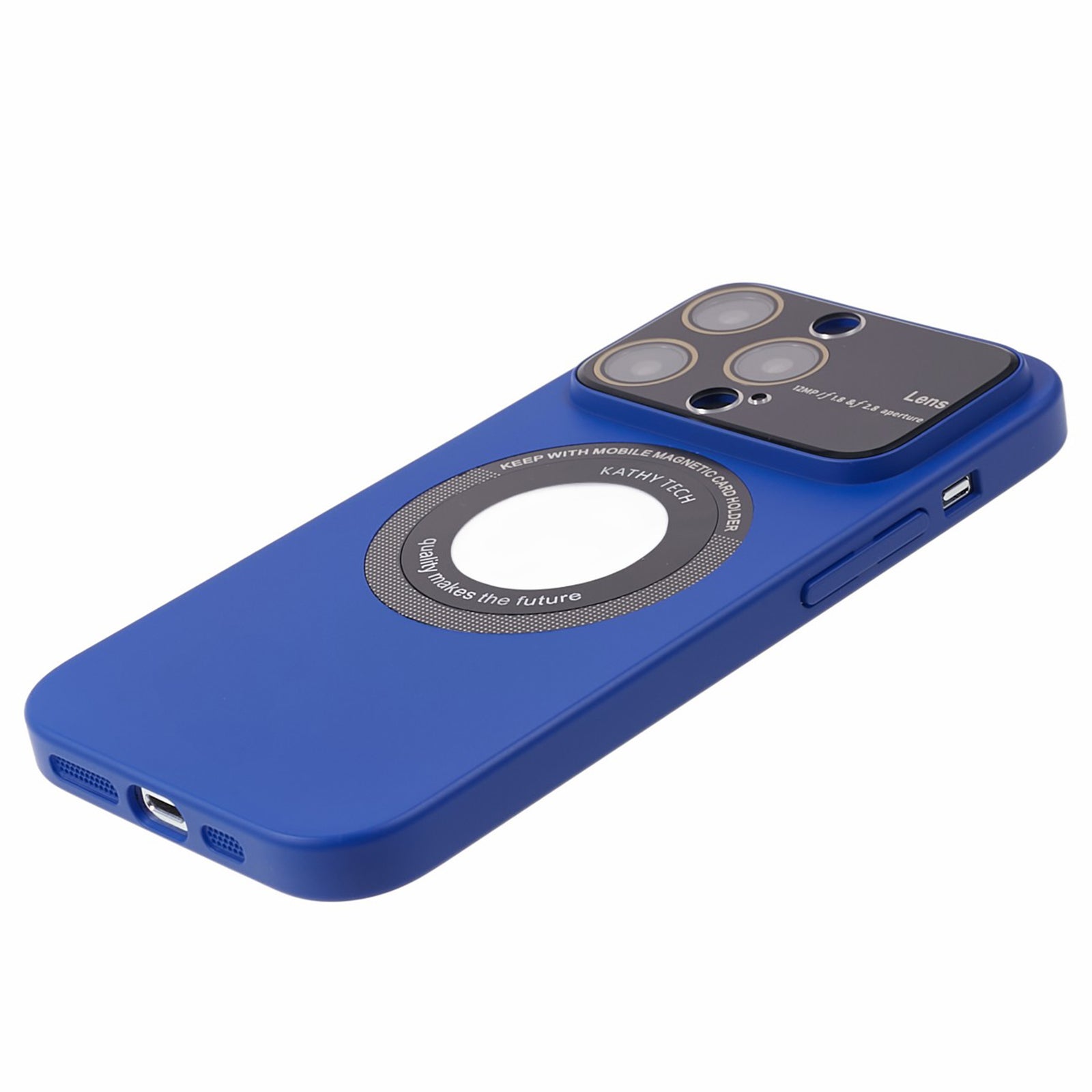 Uniqkart for iPhone 14 Pro Max PC Shockproof PC Phone Cover Built-In Metal Ring Sheet Phone Case Compatible with MagSafe - Blue