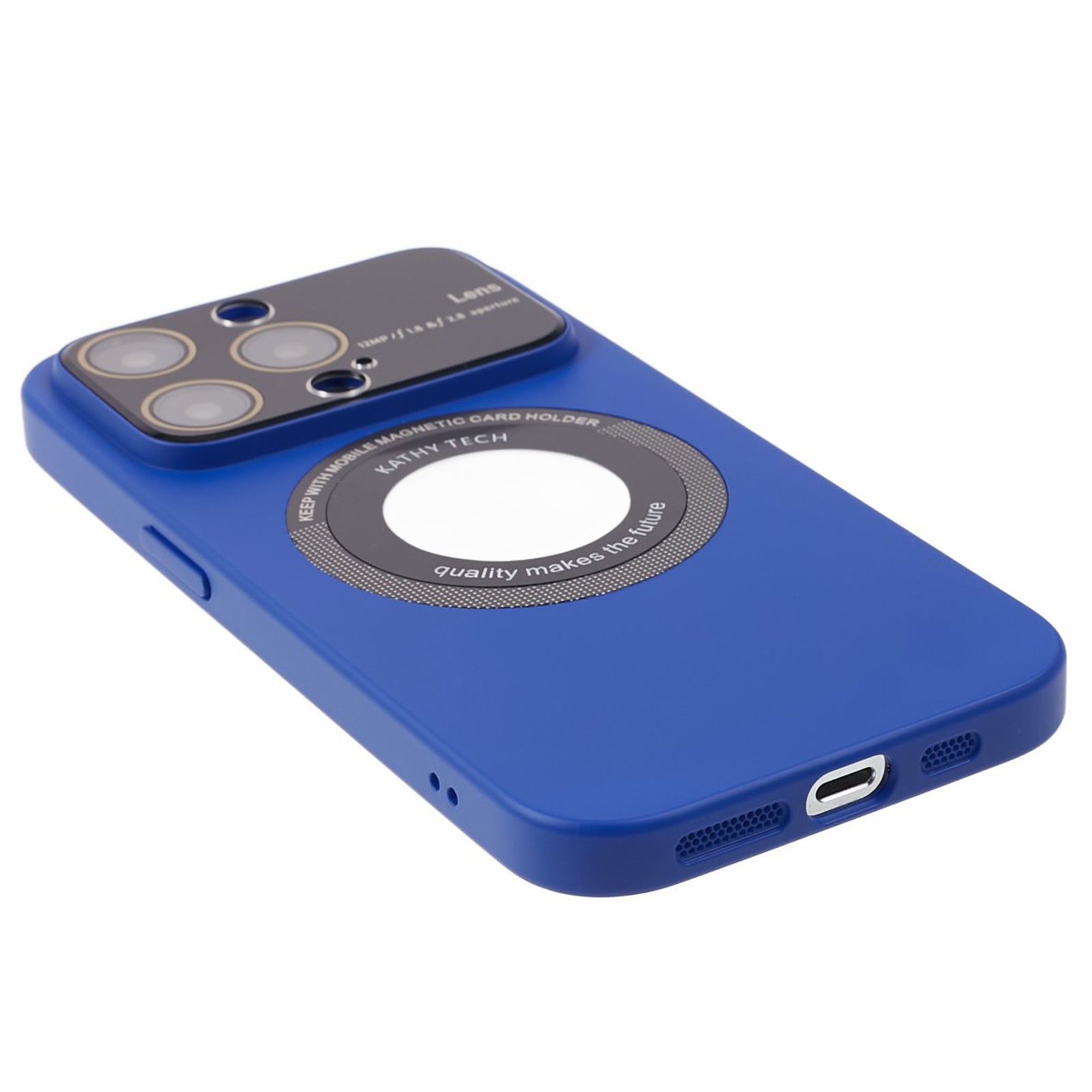 Uniqkart for iPhone 14 Pro Max PC Shockproof PC Phone Cover Built-In Metal Ring Sheet Phone Case Compatible with MagSafe - Blue