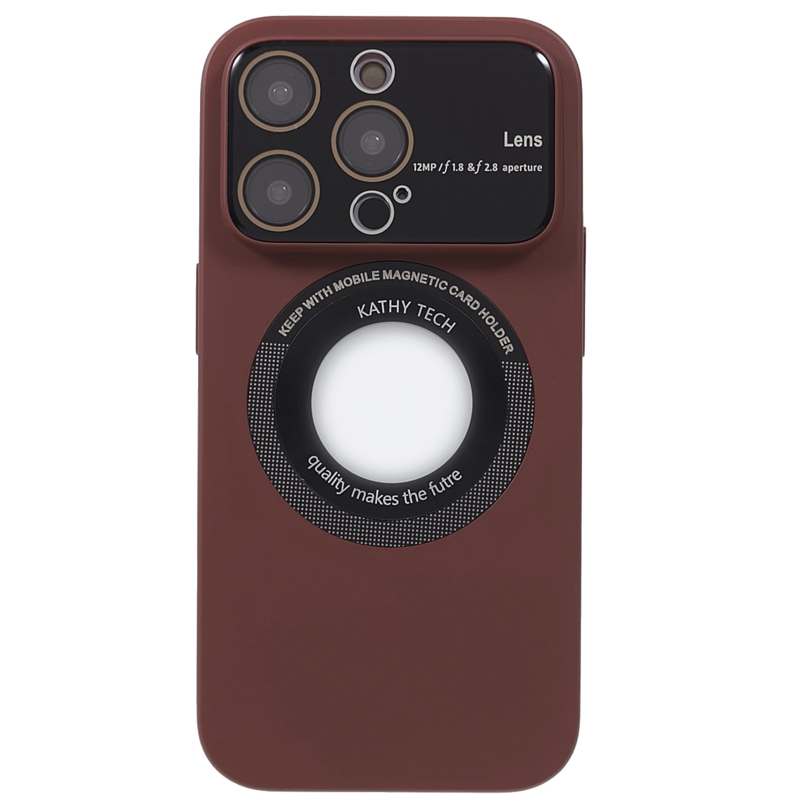 Uniqkart for iPhone 14 Pro Max PC Shockproof PC Phone Cover Built-In Metal Ring Sheet Phone Case Compatible with MagSafe - Wine Red
