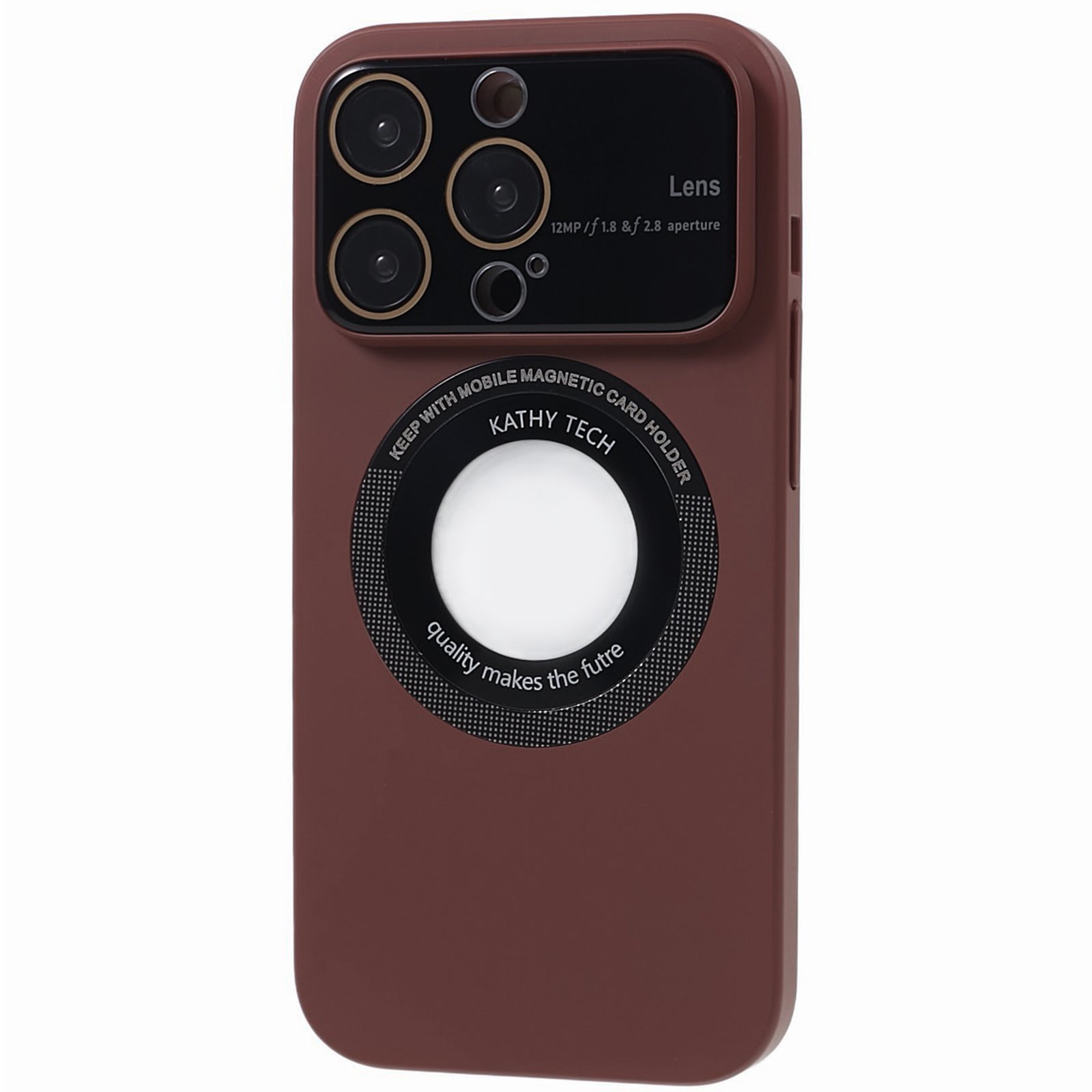 Uniqkart for iPhone 14 Pro Max PC Shockproof PC Phone Cover Built-In Metal Ring Sheet Phone Case Compatible with MagSafe - Wine Red