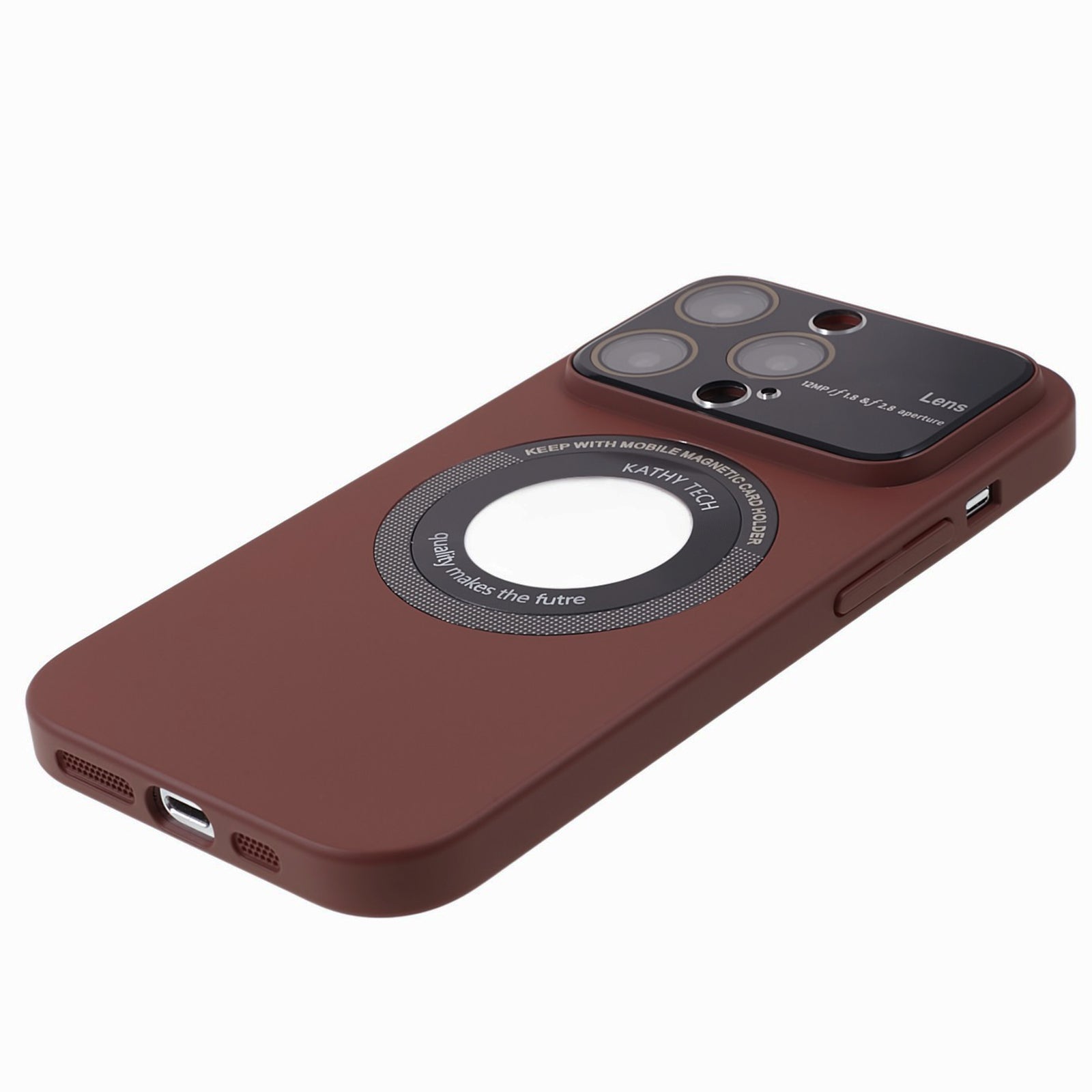 Uniqkart for iPhone 14 Pro Max PC Shockproof PC Phone Cover Built-In Metal Ring Sheet Phone Case Compatible with MagSafe - Wine Red
