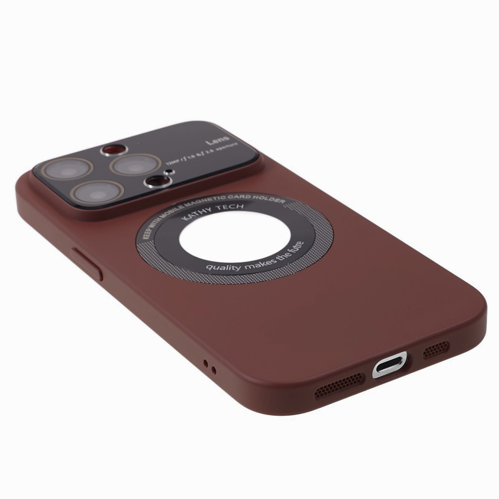 Uniqkart for iPhone 14 Pro Max PC Shockproof PC Phone Cover Built-In Metal Ring Sheet Phone Case Compatible with MagSafe - Wine Red