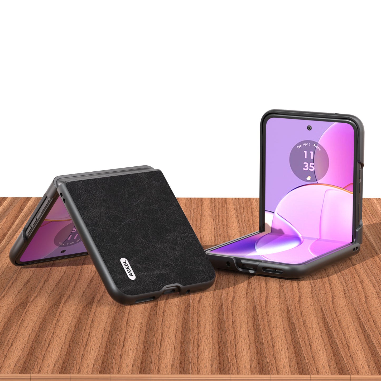 Uniqkart For Motorola Razr 40 5G PU Leather Coated PC Phone Shell Litchi Texture Ultra Thin Cover - Black