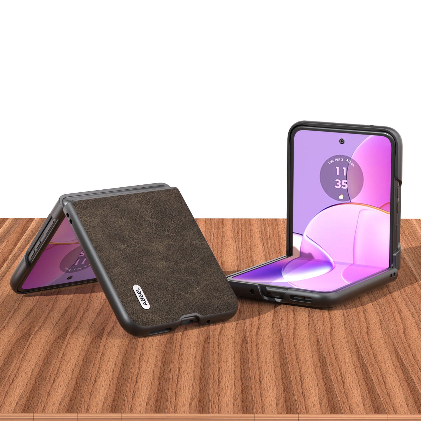 Uniqkart For Motorola Razr 40 5G PU Leather Coated PC Phone Shell Litchi Texture Ultra Thin Cover -  Khaki