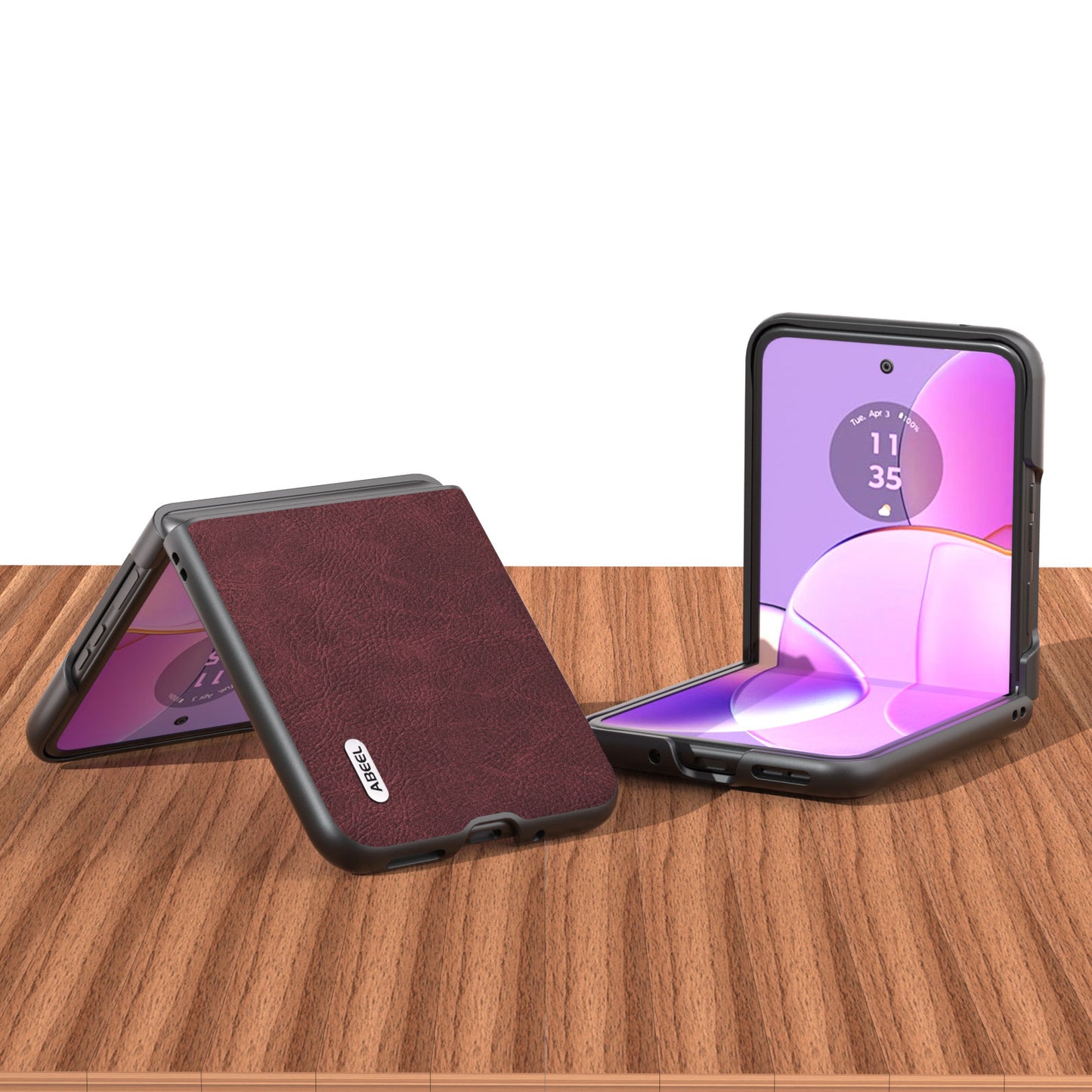 Uniqkart For Motorola Razr 40 5G PU Leather Coated PC Phone Shell Litchi Texture Ultra Thin Cover - Purplish Red
