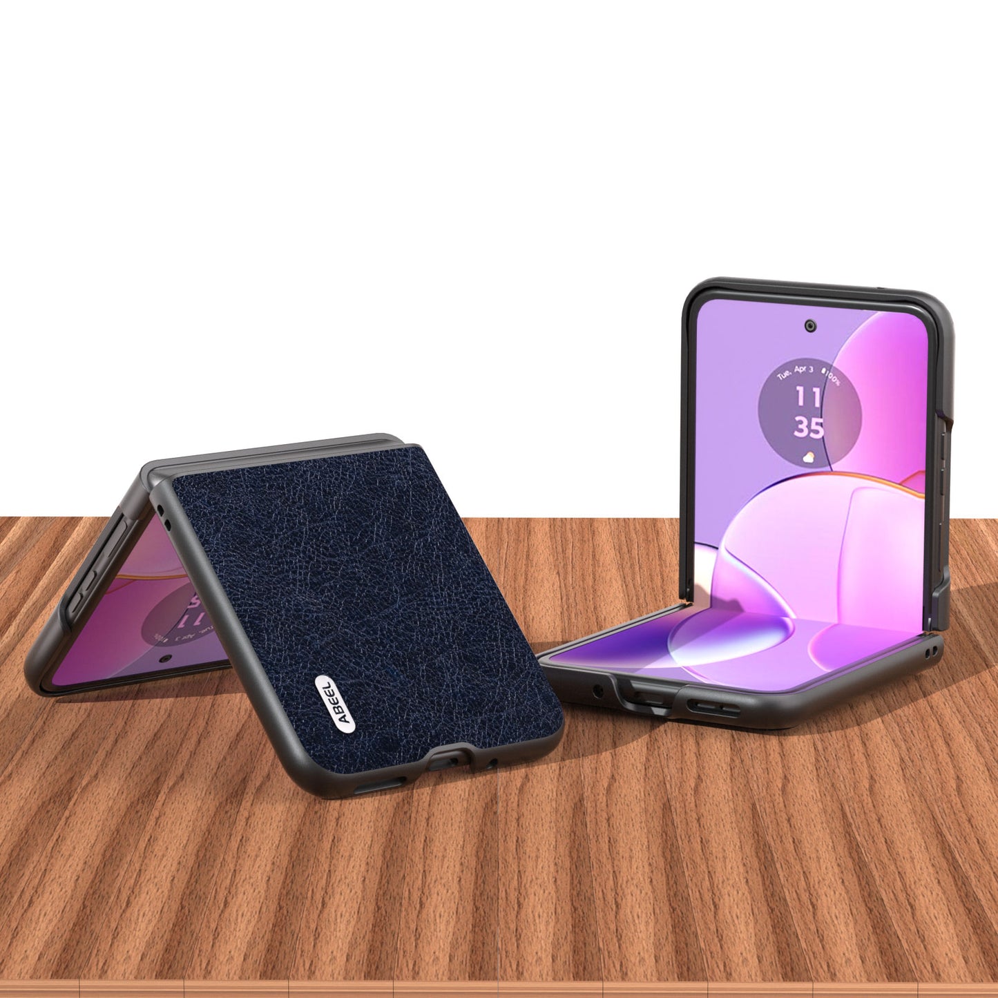 Uniqkart for Motorola Razr 40 5G Retro Litchi Texture Case PU Leather + PC Anti-Drop Protective Phone Cover - Blue