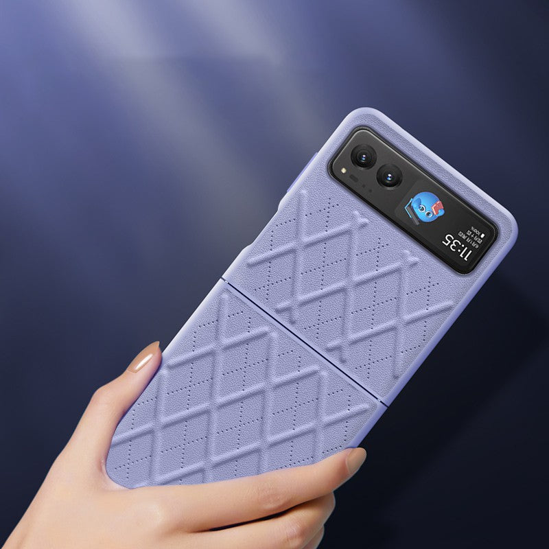 Uniqkart For Motorola Razr 40 5G Slim Rhombic Texture Phone Case PU Leather + PC Protective Cover - Purple