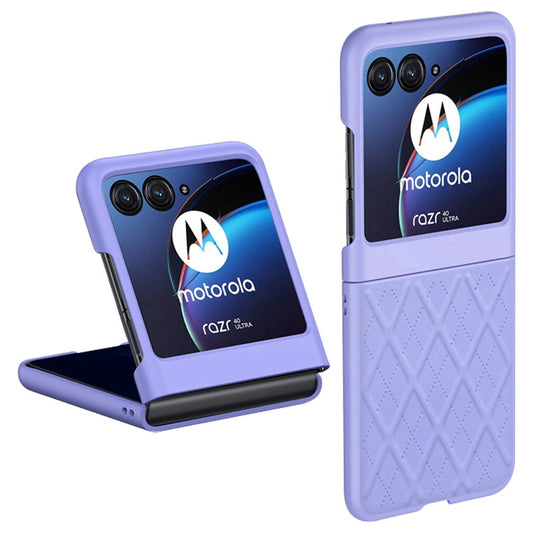 Uniqkart Protective Slim Case for Motorola Razr 40 Ultra 5G Rhombic Texture PU Leather + PC Phone Cover - Purple