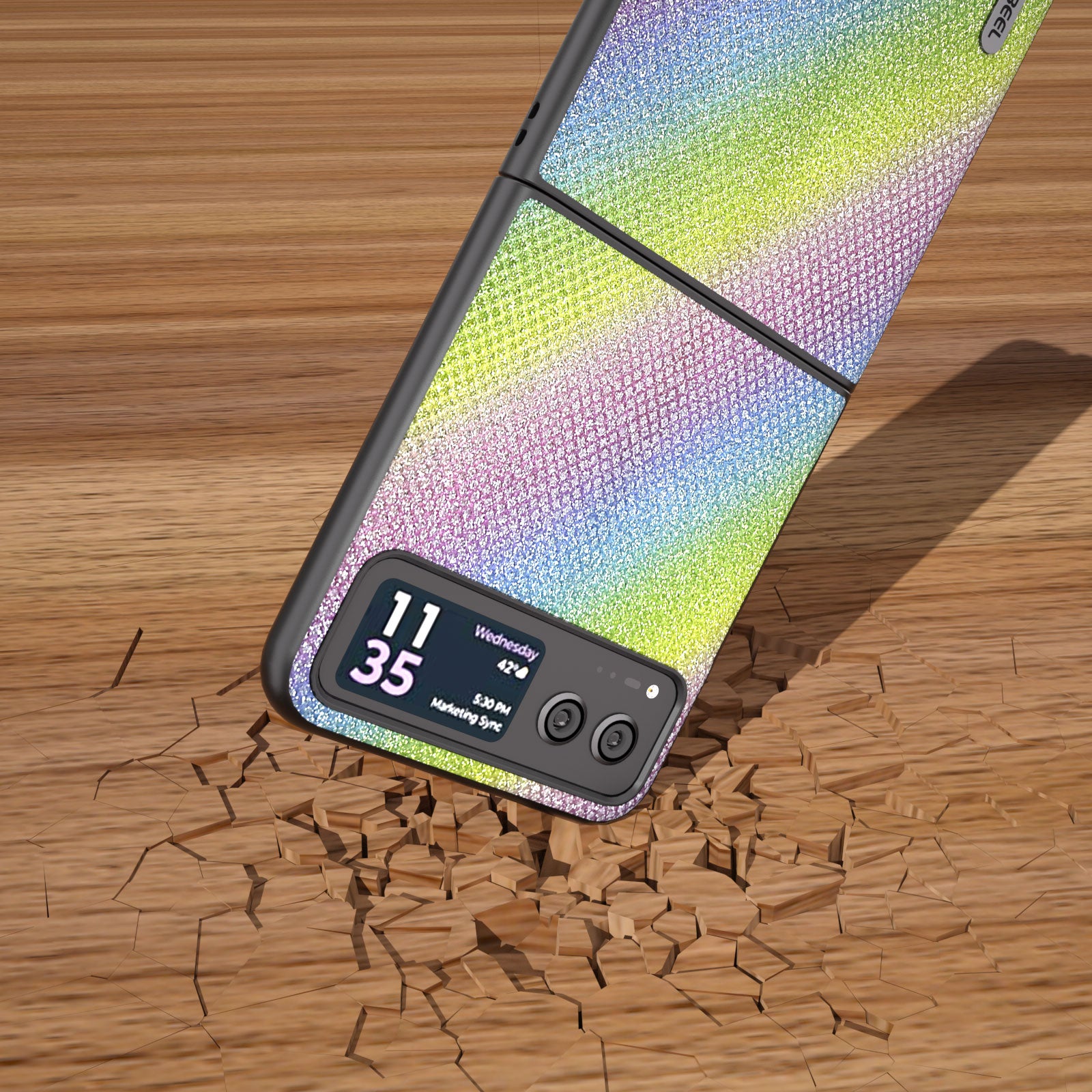 Uniqkart For Motorola Razr 40 5G Rhinestone Texture Phone Case PU Leather + Hard PC Shell Ultra Thin Cover - Multi-color