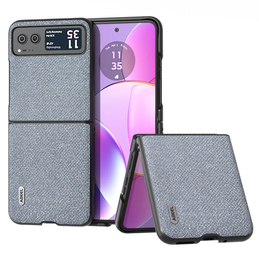 Uniqkart For Motorola Razr 40 5G Rhinestone Texture Phone Case PU Leather + Hard PC Shell Ultra Thin Cover - Grey