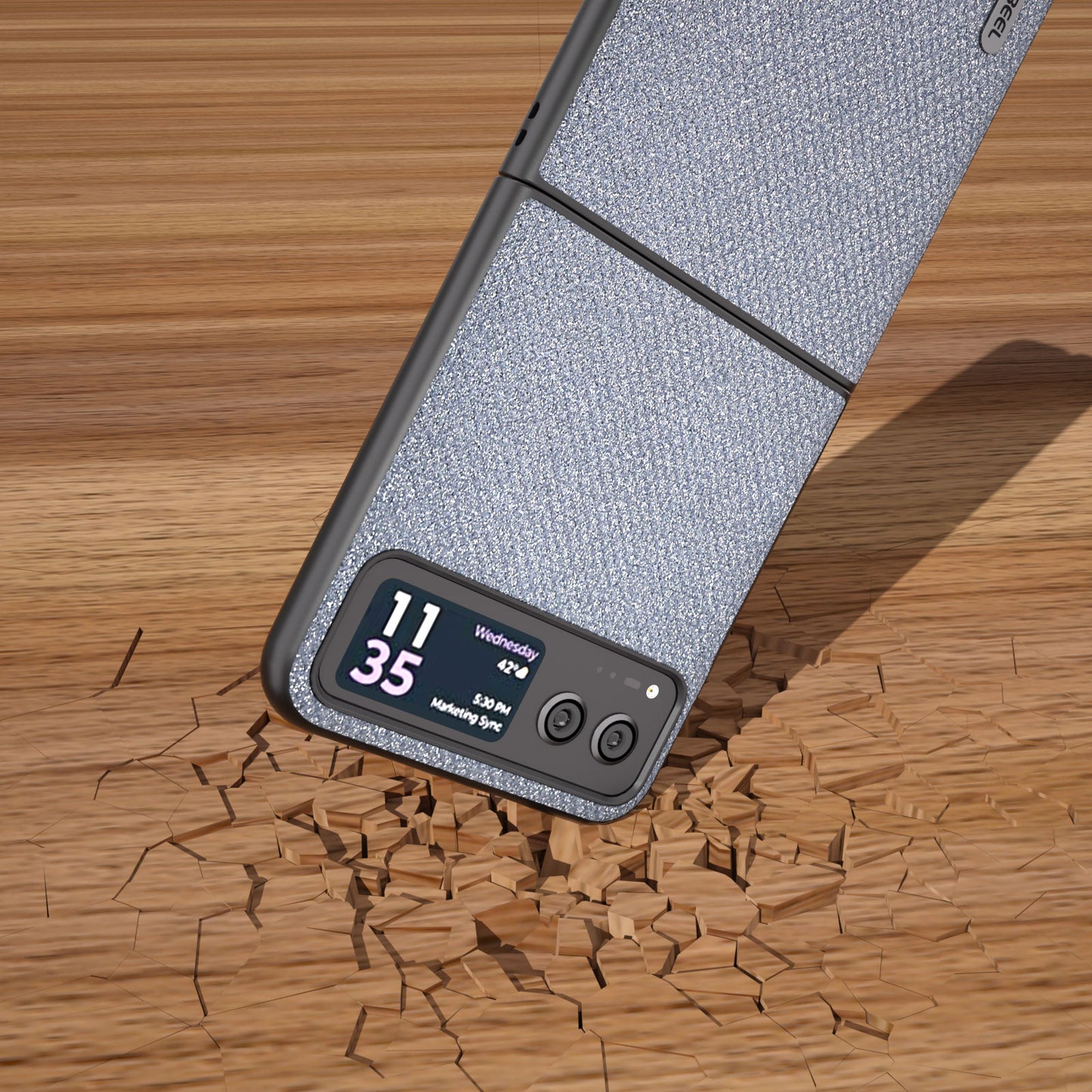 Uniqkart For Motorola Razr 40 5G Rhinestone Texture Phone Case PU Leather + Hard PC Shell Ultra Thin Cover - Grey