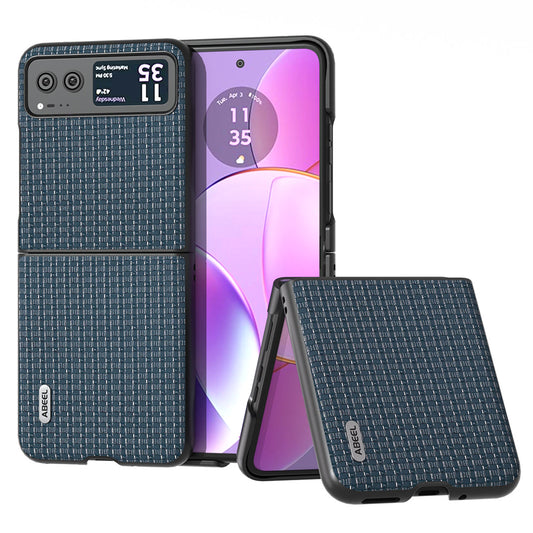 Uniqkart for Motorola Razr 40 5G Luxury Texture Phone Case Cowhide Leather + PC Protective Cover - Blue