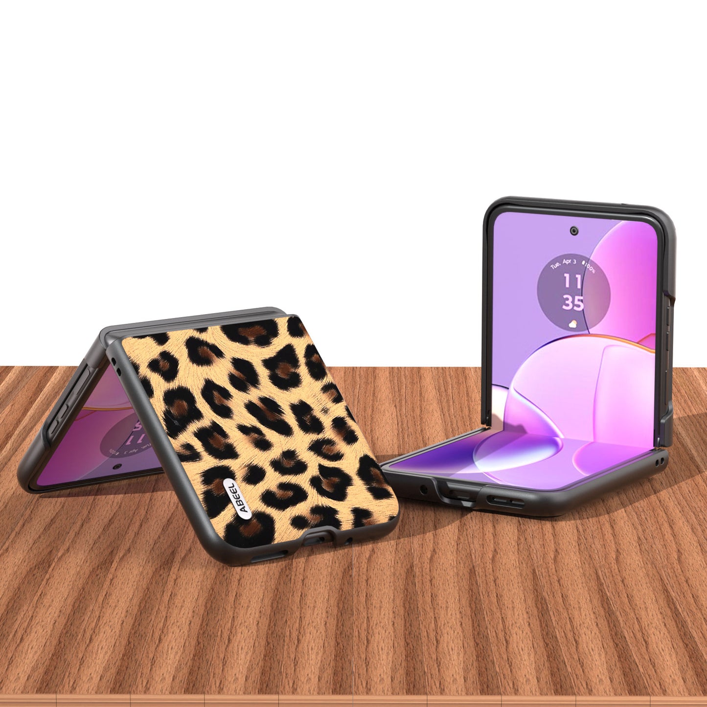 Uniqkart for Motorola Razr 40 5G Leopard Texture Phone Cover PU Leather + PC Scratch Resistant Case - Gold
