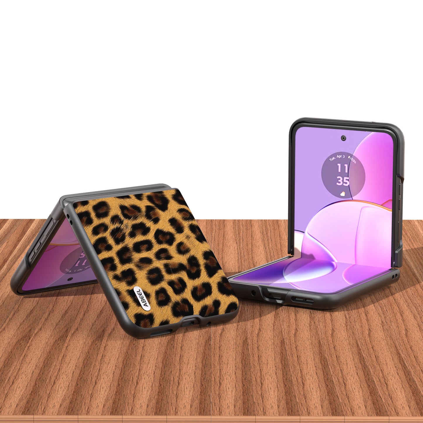 Uniqkart for Motorola Razr 40 5G Leopard Texture Phone Cover PU Leather + PC Scratch Resistant Case - Champagne Gold