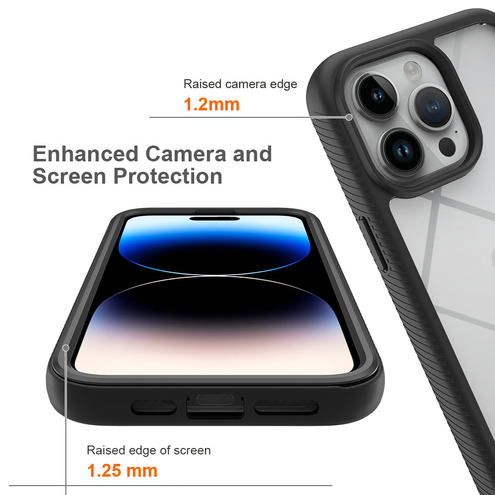 Uniqkart for iPhone 15 Pro Max 3-in-1 Full Protection Phone Case TPU+PC Cover with PET Screen Protector - Dark Blue