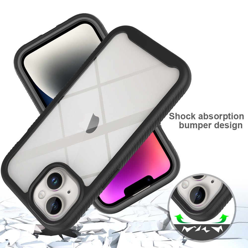 Uniqkart for iPhone 15 Full Protection Phone Case 3-in-1 Anti-Drop TPU+PC Cover with PET Screen Protector - Purple