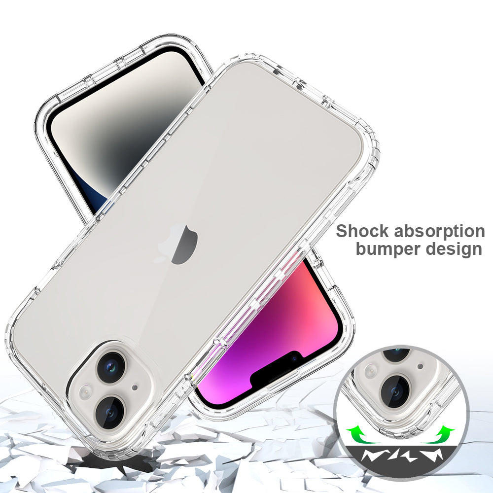 Uniqkart for iPhone 15 Plus Gradient Color Phone Case PC+TPU Shockproof Case with PET Screen Protector - Purple