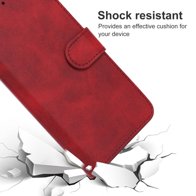 Uniqkart for ZTE Blade V40s 4G PU Leather Wallet Phone Cover Calf Texture Phone Stand Case - Red