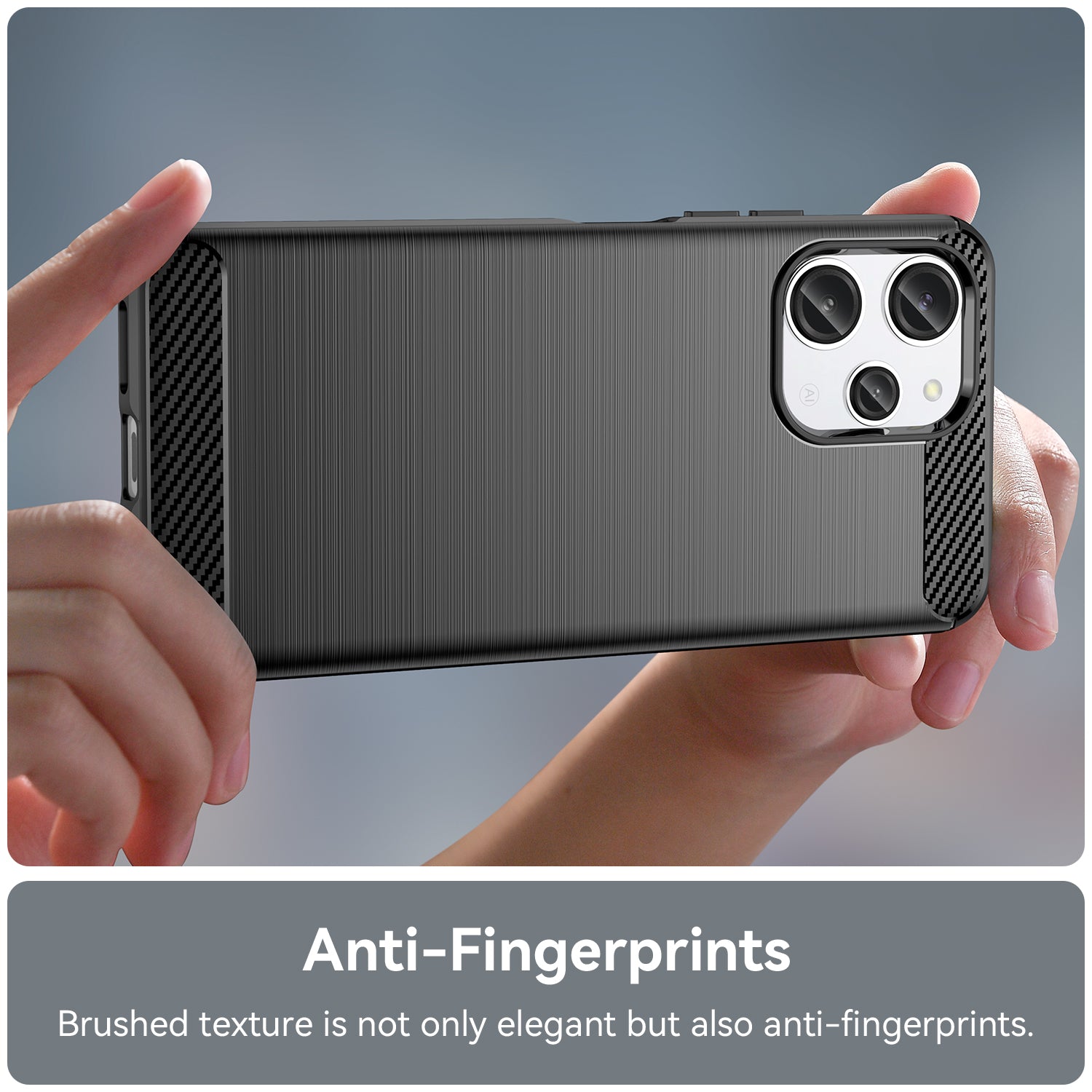 Uniqkart for Xiaomi Redmi 12 4G Carbon Fiber Texture Phone Case Soft TPU Brushed Phone Cover - Black