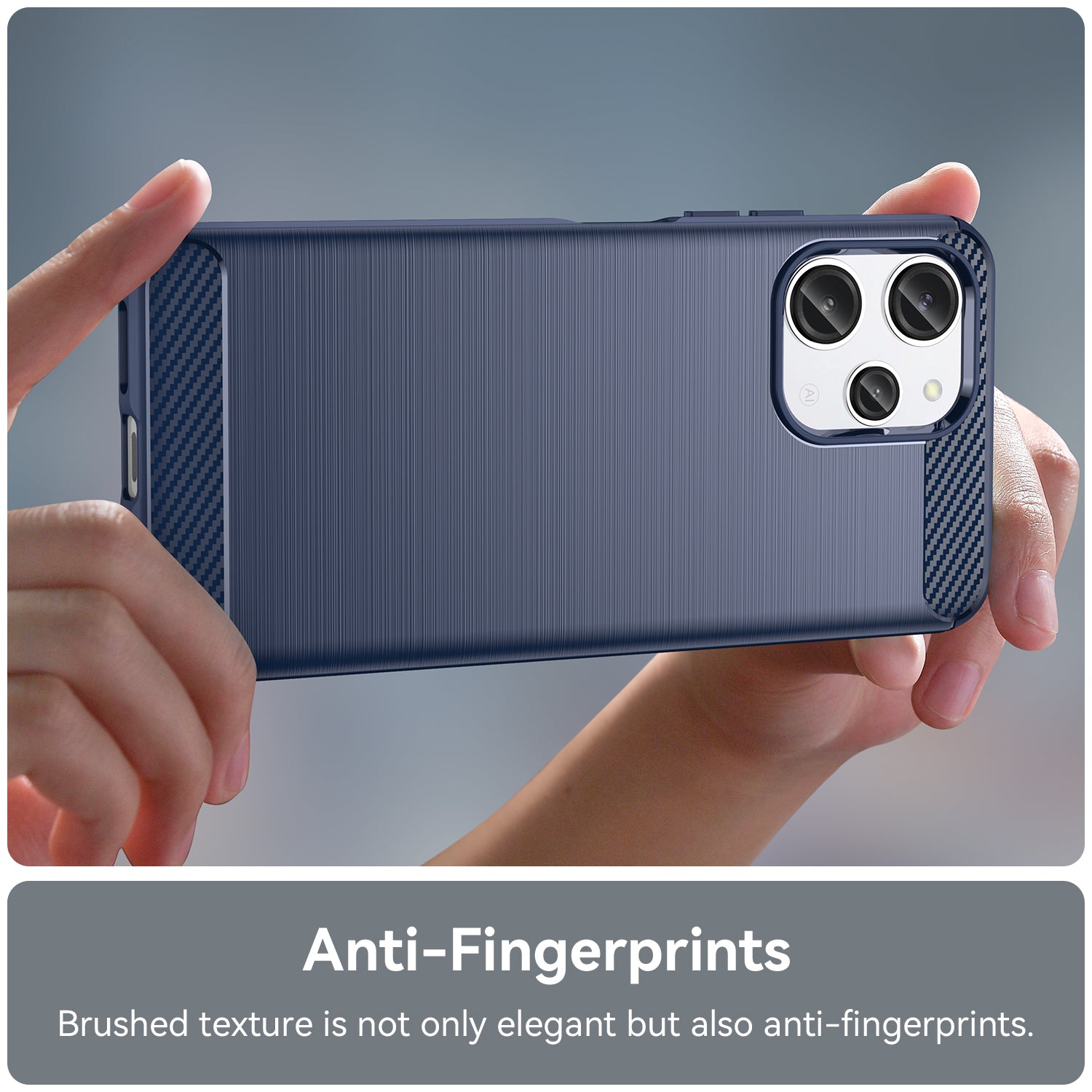 Uniqkart for Xiaomi Redmi 12 4G Carbon Fiber Texture Phone Case Soft TPU Brushed Phone Cover - Blue