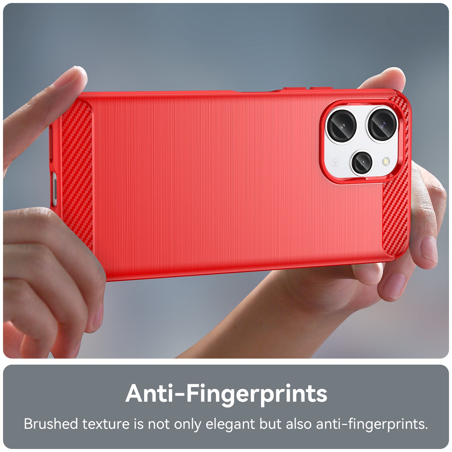 Uniqkart for Xiaomi Redmi 12 4G Carbon Fiber Texture Phone Case Soft TPU Brushed Phone Cover - Red