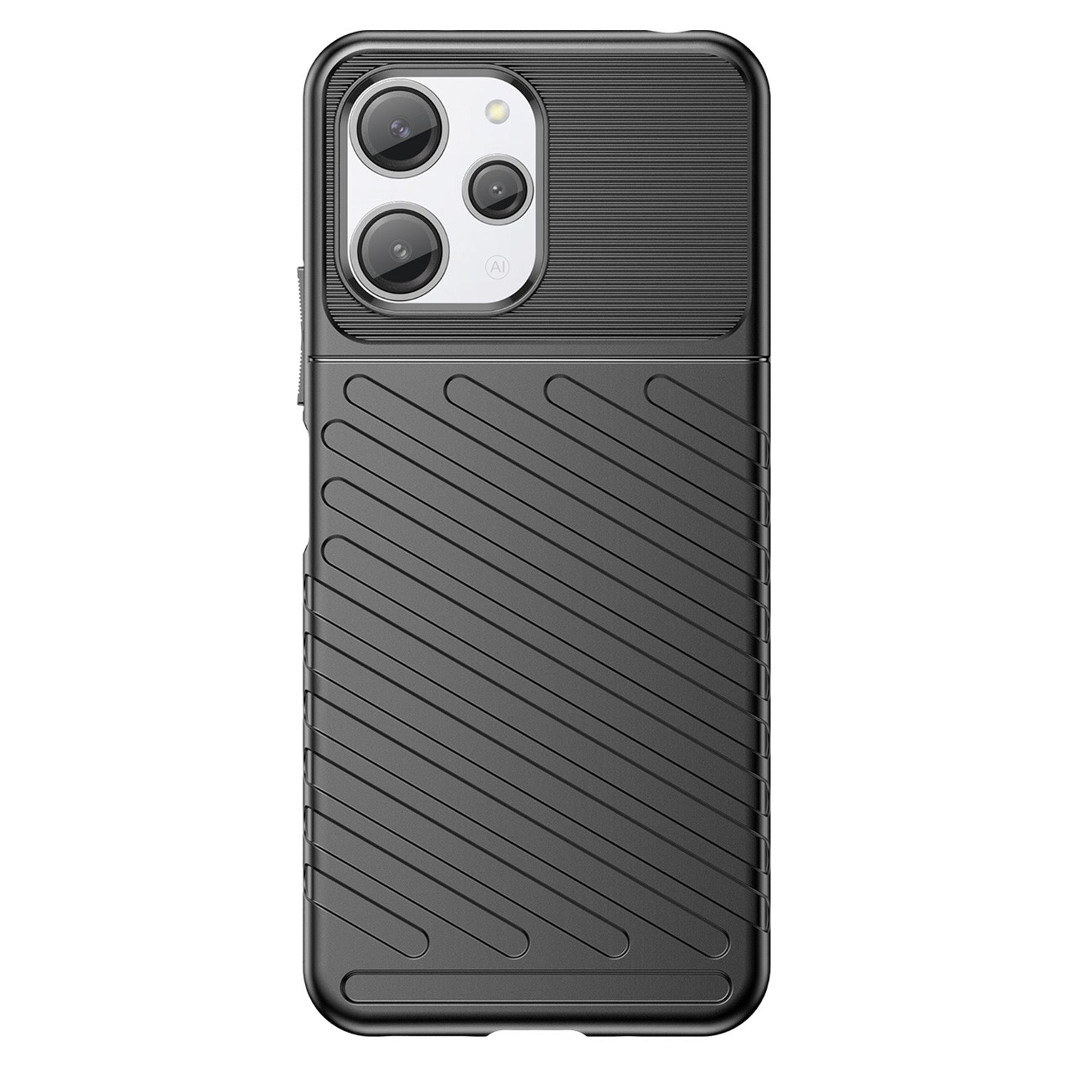 Thunder Series For Xiaomi Redmi 12 4G Twill Texture Soft TPU Phone Cover Thickened Phone Case - Black