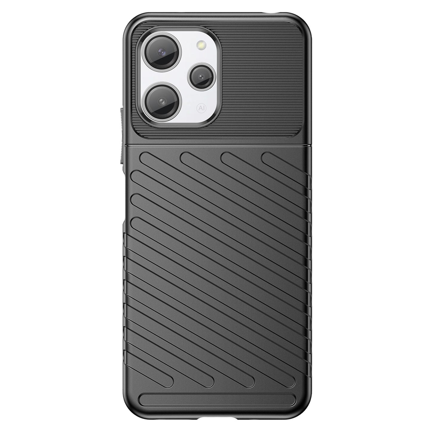 Thunder Series For Xiaomi Redmi 12 4G Twill Texture Soft TPU Phone Cover Thickened Phone Case - Black