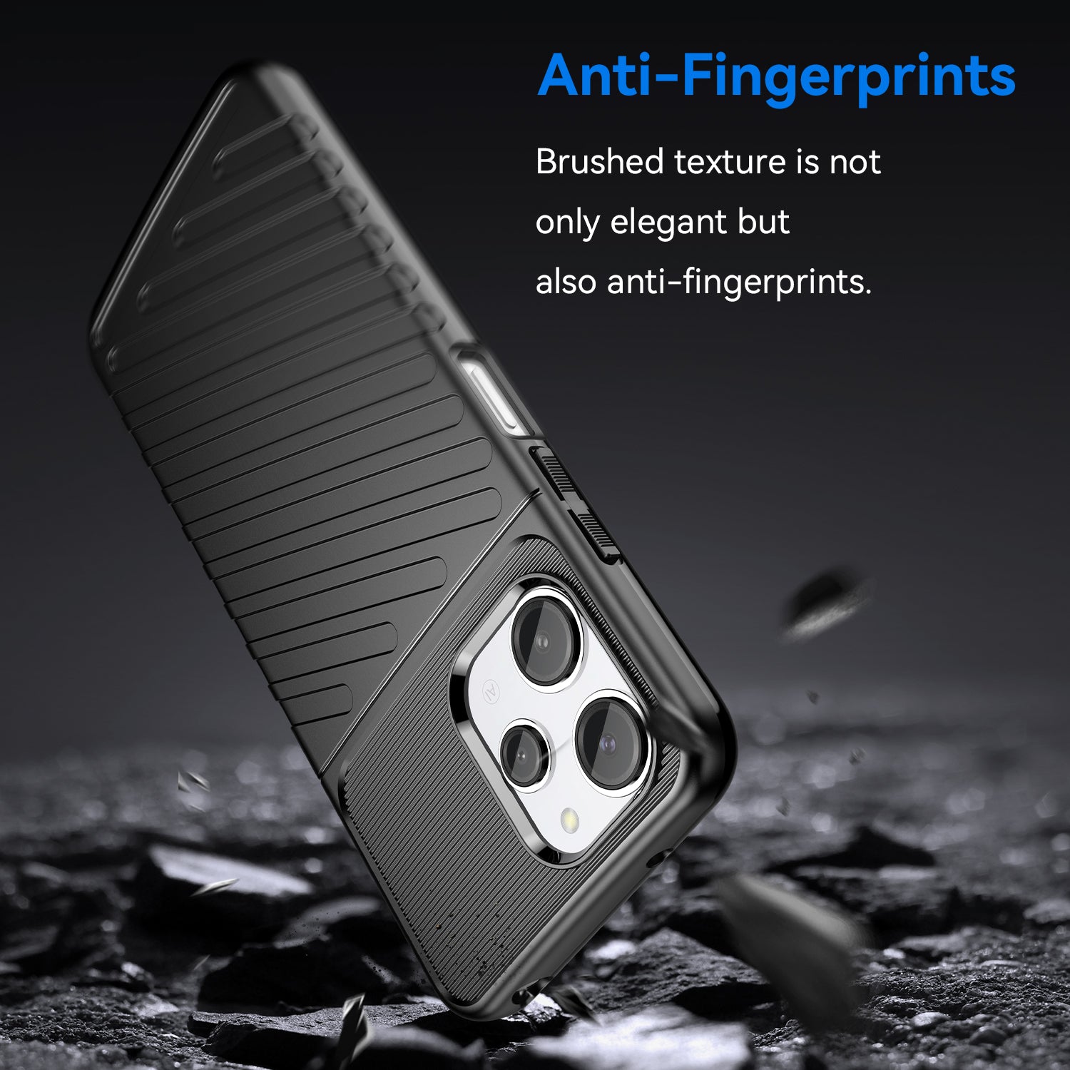 Thunder Series For Xiaomi Redmi 12 4G Twill Texture Soft TPU Phone Cover Thickened Phone Case - Black