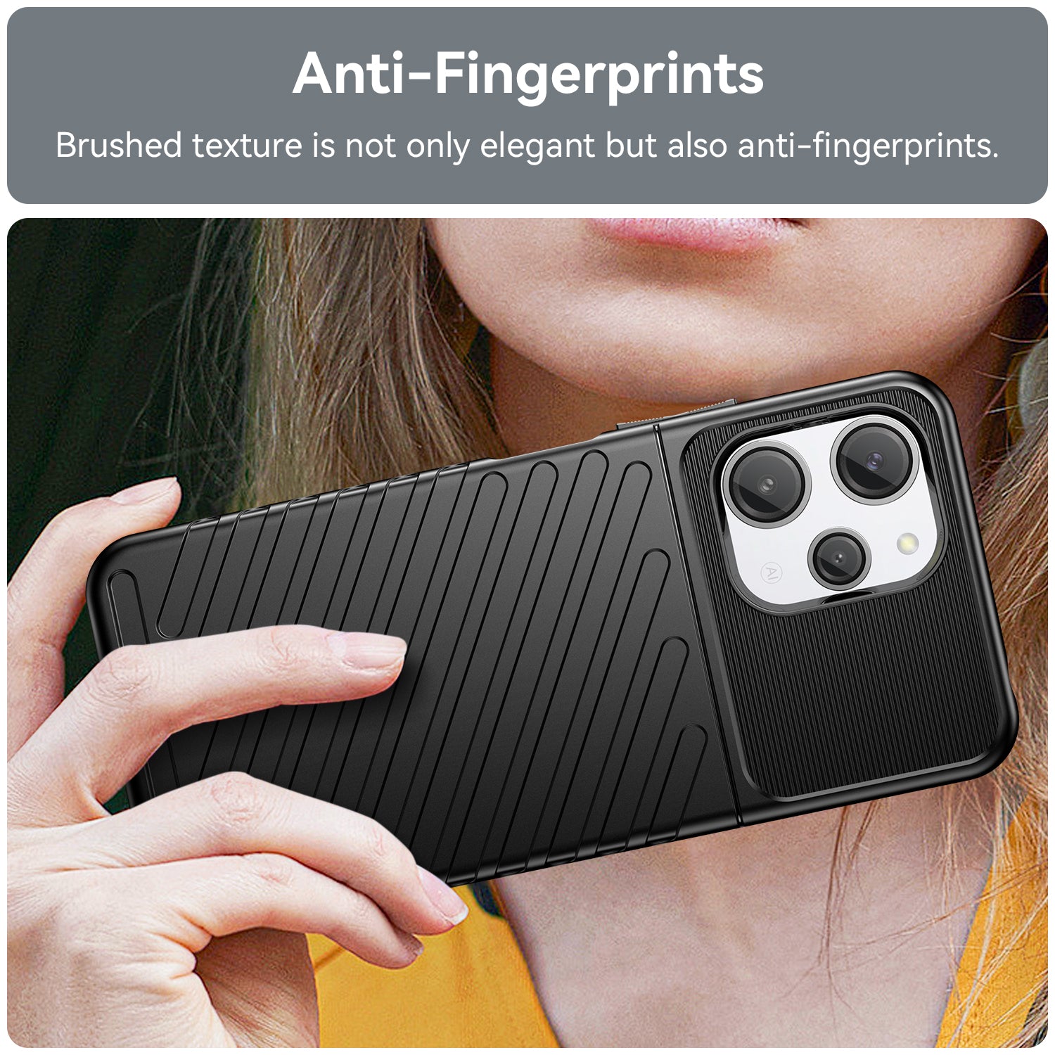 Thunder Series For Xiaomi Redmi 12 4G Twill Texture Soft TPU Phone Cover Thickened Phone Case - Black