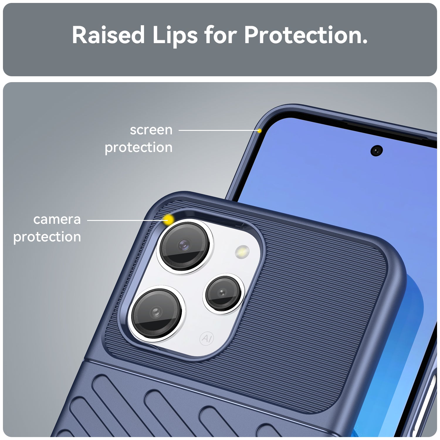 Thunder Series For Xiaomi Redmi 12 4G Twill Texture Soft TPU Phone Cover Thickened Phone Case - Blue