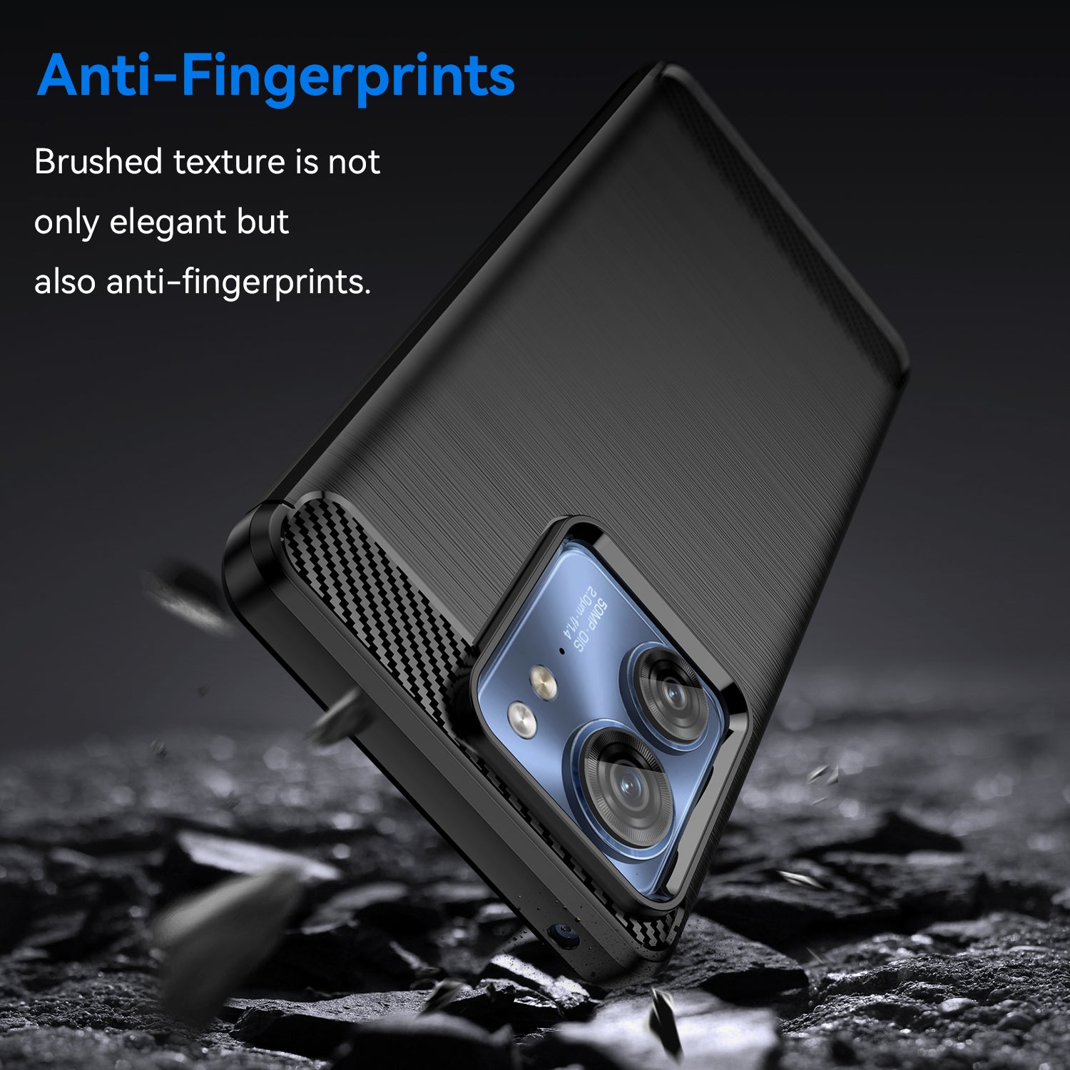 Uniqkart for Motorola Edge 40 5G Brushed Phone Case Carbon Fiber Texture TPU Cover - Black