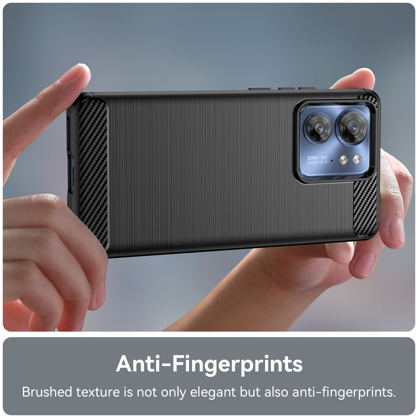 Uniqkart for Motorola Edge 40 5G Brushed Phone Case Carbon Fiber Texture TPU Cover - Black