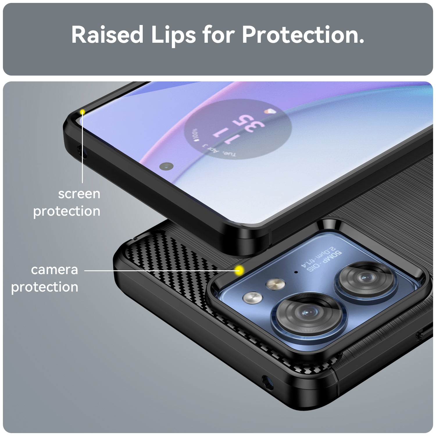 Uniqkart for Motorola Edge 40 5G Brushed Phone Case Carbon Fiber Texture TPU Cover - Black