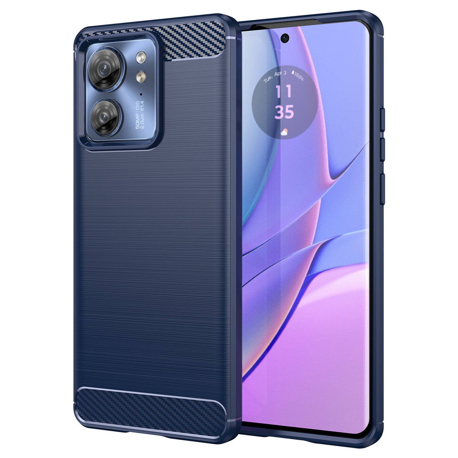 Uniqkart for Motorola Edge 40 5G Brushed Phone Case Carbon Fiber Texture TPU Cover - Blue